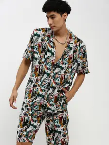 SHOWOFF Printed Cuban Collar Shirt & Shorts