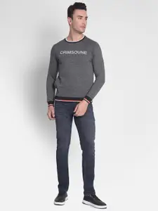 Crimsoune Club Typography Printed Round Neck Pullover Sweatshirt