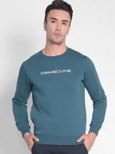 Crimsoune Club Typography Printed Round Neck Cotton Pullover Sweatshirt
