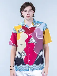 Tistabene New Graphic Printed Cuban Collar Casual Shirt
