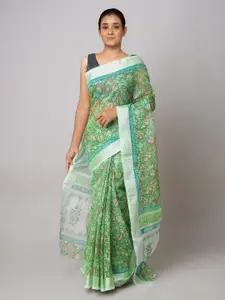 Unnati Silks Floral Printed Pure Cotton Zari Detail Kota Saree