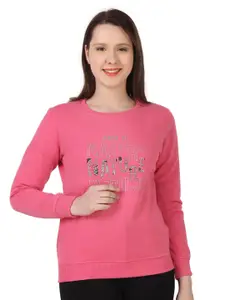FLOSBERRY Typography Printed Cotton Pullover Sweatshirt