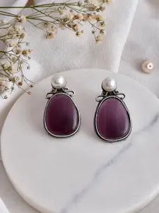 DASTOOR Silver-Plated Contemporary Oxidised Studs Earrings