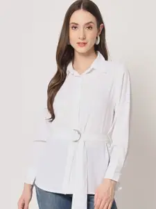 Trend Arrest Contemporary Opaque Casual Shirt With Belt Detail