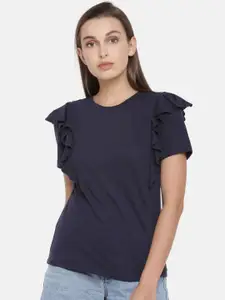 ONLY Women Navy Solid Top
