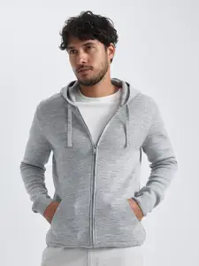 DeFacto Hooded Long Sleeves Front-Open Acrylic Sweater