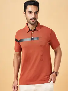 BYFORD by Pantaloons Men Rust Polo Collar Slim Fit T-shirt