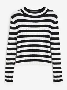 H&M Girls Striped Rib-Knit Turtleneck Jumper