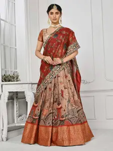 SAPTRANGI Ethnic Motifs Printed Zari Semi-Stitched Lehenga Choli