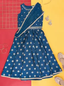 AKKRITI BY PANTALOONS Girls Embroidered Ready to Wear Lehenga & Blouse With Dupatta