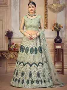KALINI Embroidered Thread Work Semi-Stitched Lehenga & Unstitched Blouse With Dupatta