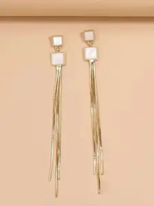 DressBerry Gold-Toned Gold-Plated Contemporary Drop Earrings
