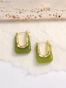 DressBerry Gold Toned & Green Contemporary Hoop Earrings