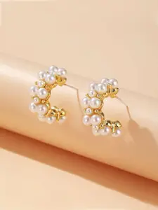 DressBerry Gold-Plated Contemporary Half Hoop Earrings