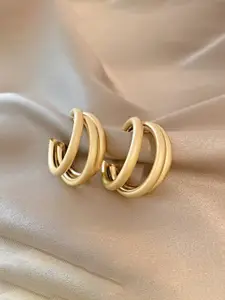 DressBerry Gold-Toned Gold-Plated Contemporary Half Hoop Earrings