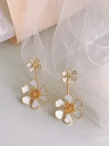 DressBerry Gold-Plated Floral Drop Earrings