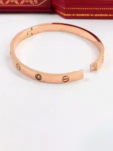 VIEN Cubic Zirconia Gold-Plated Kada Bracelet