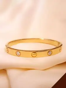 VIEN Cubic Zirconia Gold-Plated Bangle-Style Bracelet