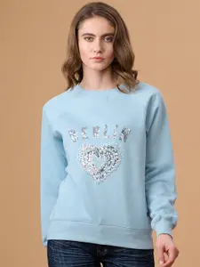 Gipsy Typography Embellished Pullover Sweatshirt