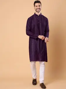 House of Pataudi Ethnic Motifs Embroidered Sequins Straight Kurta