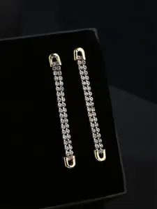 DressBerry Gold Plated Crystals Studded Drop Earrings