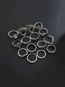 Sangria Set Of 15 Silver Plated Ring