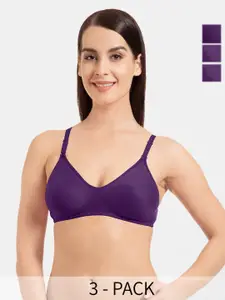KOMLI Pack Of 3 Seamless Full Coverage Pure Cotton T-shirt Bra With All Day Comfort