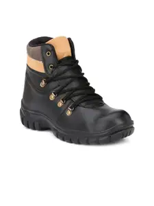 Eego Italy Men Black Solid Synthetic Leather Mid-Top Trekking Shoes