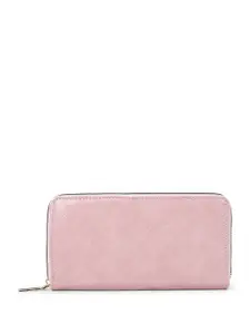 DressBerry Women Pink Checked Zip Around Wallet