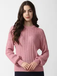 Van Heusen Woman Open Knit Self Design Pullover
