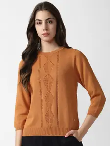 Van Heusen Woman Open Knit Self Design Pure Cotton Pullover