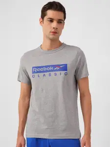Reebok Slim-Fit Typography Printed Pure Cotton T-Shirt