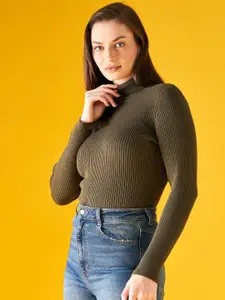 98 Degree North Ribbed Turtle Neck Cotton Pullover