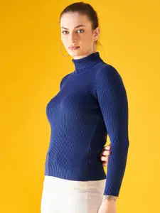 98 Degree North Ribbed Turtle Neck Cotton Pullover