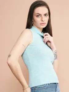 98 Degree North Ribbed High Neck Woollen Fitted Top