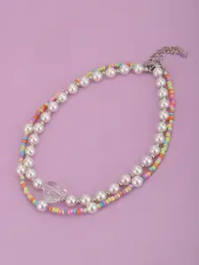 Carlton London Girls Pack of 2 Rhodium-Plated Necklaces