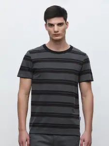 SELECTED Striped Round Neck Cotton Slim Fit T-shirt