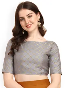 Oomph! Checked Boat Neck Saree Blouse
