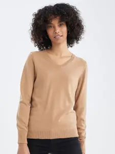 DeFacto V-Neck Acrylic Pullover Sweater
