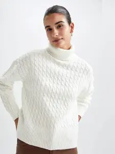 DeFacto Turtle Neck Cable Knit Pullover Sweater