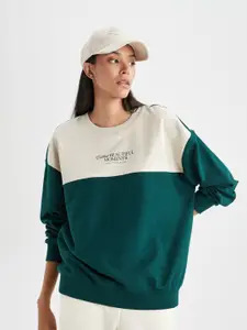 DeFacto Colourblocked Ribbed Pullover Sweatshirt
