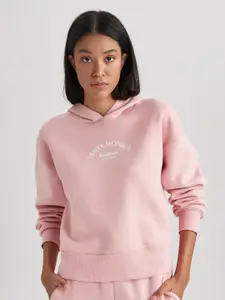 DeFacto Minimal Print Detail Hooded Pullover Sweatshirt