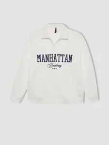 DeFacto Typography Printed Cotton Sweatshirt