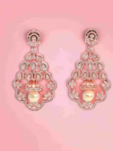 Mirana Rose Gold Plated Cubic Zirconia Studded Drop Earrings
