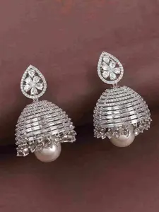 Mirana Rhodium-Plated Jhumkas Earrings