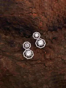 Mirana Rhodium Plated Cubic Zirconia Stone Studded Drop Earrings