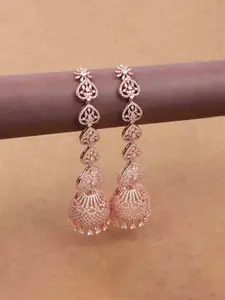 Mirana Rose Gold Plated CZ Studded Drop Earrings