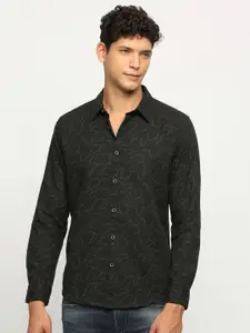 Pepe Jeans Abstract Printed Cotton Linen Casual Shirt