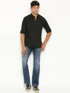 Pepe Jeans Mandarin Collar Cotton Linen Casual Shirt