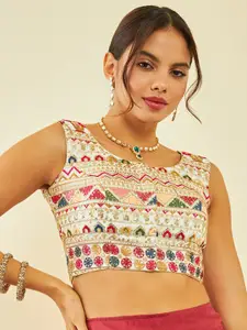 Soch Embellished Sequinned Sleeveless Saree Blouse